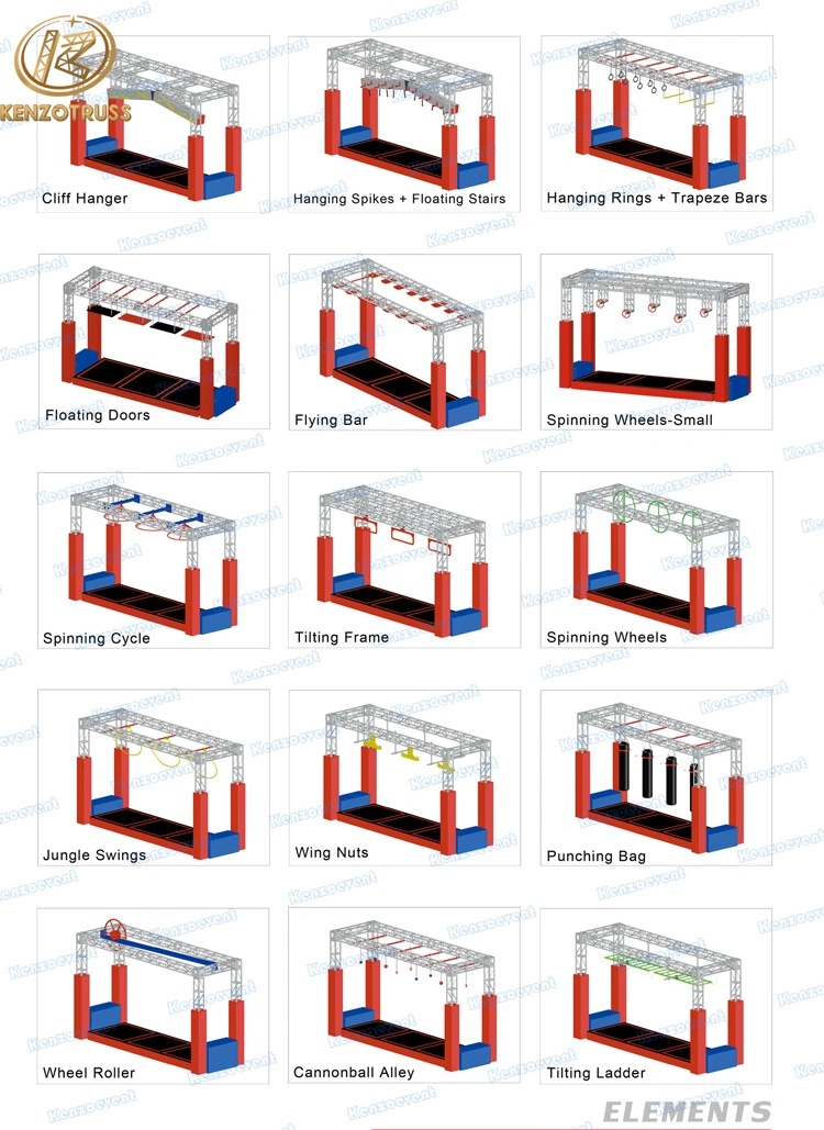 Indoor Ninja Warrior Kids Obstacle Course with Aluminum Structure