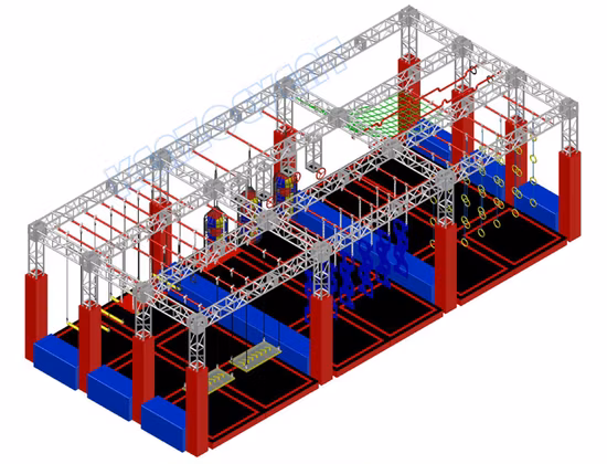 Pista de Obstáculos Infantil Guerreiro Ninja Interior com Estrutura de Alumínio