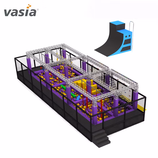 2023 Fábrica Comercial Retângulo Parque Coberto Trampolim Parque e Curso Guerreiro Ninja